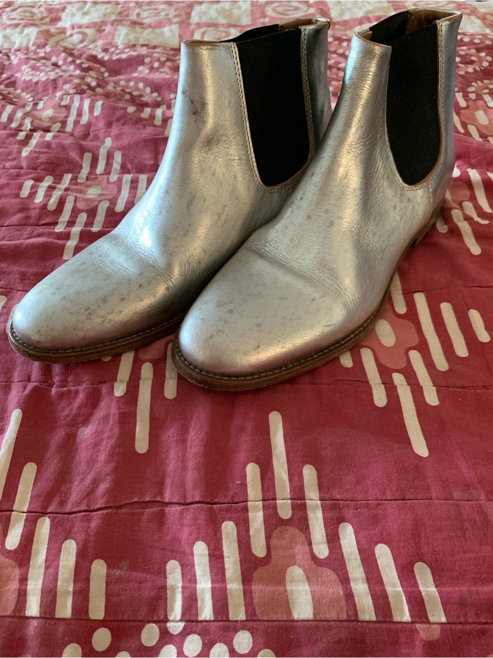 Metallic Silver Chelsea Ankle Boots - Women